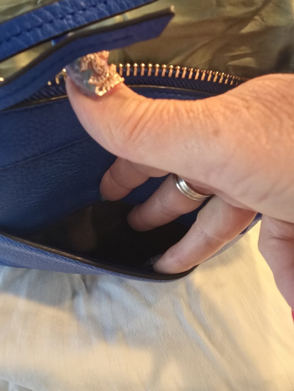 Henri Bendell Royal Blue With Whip Stitching And Two Bag Charms. - Picture 9 of 17